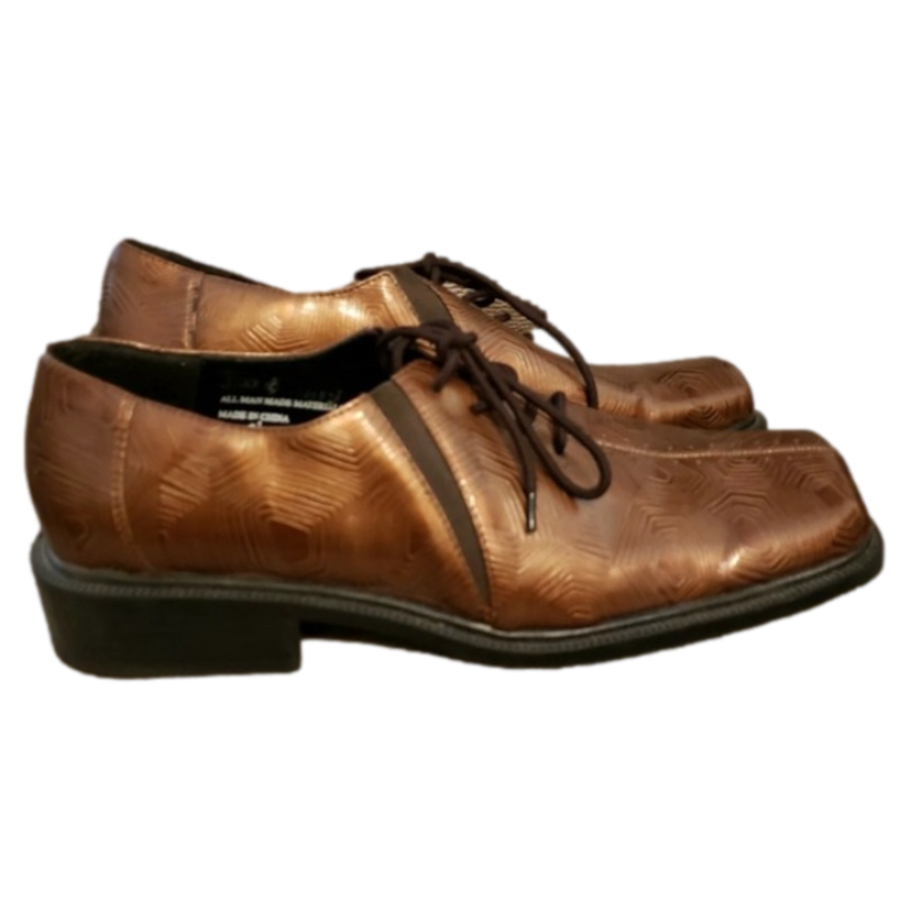 Salvatori Oxfords Square Toe Textured Copper Brown Mens  8.5